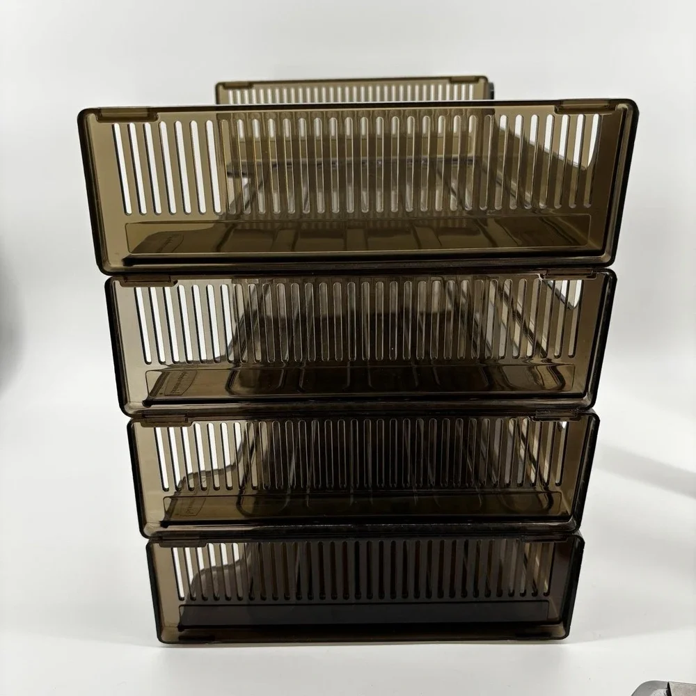Vintage Rubbermaid Retro Stacking Trays Office Document Brown Amber  MCM Y2K